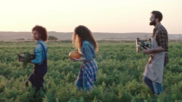 Young Hipster Farmers with Harvest alt