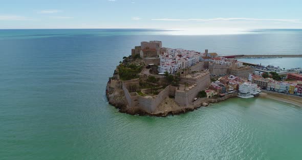 Aerial View of the Town of Peniscola in Castellon Spain