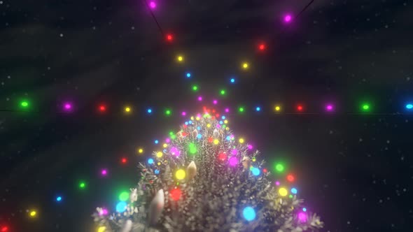 3d Rendering New Year and Christmas Concept Animation Tree with Colorful Lights
