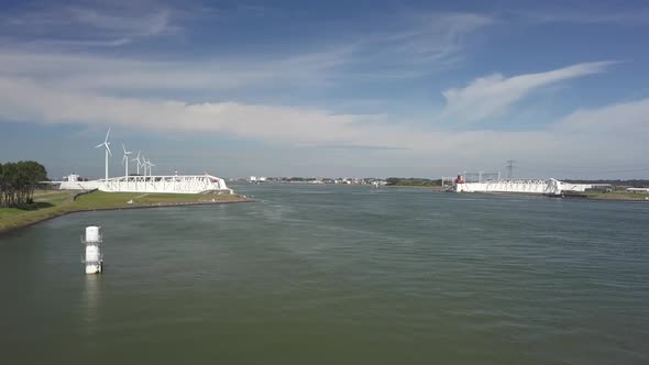 Deltaworks Maaslandkering Maesland barrier near Rotterdam in the Netherlands alt