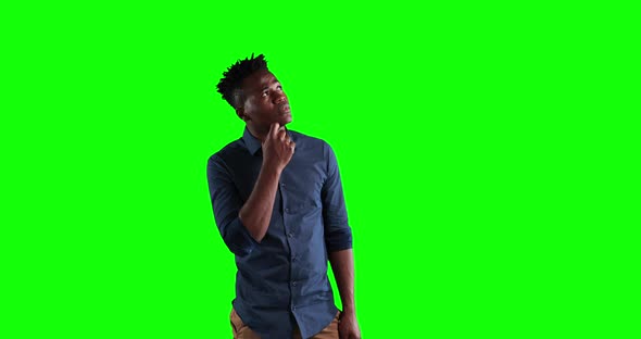 Animation of an African American man in a green background alt