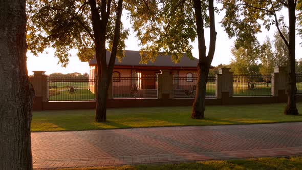 Squad of Bicyclists Riding Behind Garden Park Fence alt