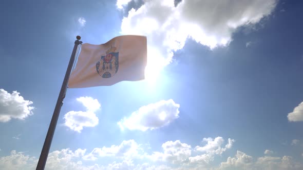 Poznan City Flag (Poland) on a Flagpole V4 - 4K