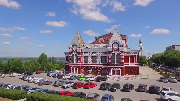 Beautiful Building in Traditional Russian Architectural Style Aerial View