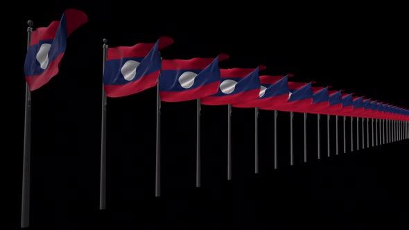 Row Of Laos Flags With Alpha 2K alt