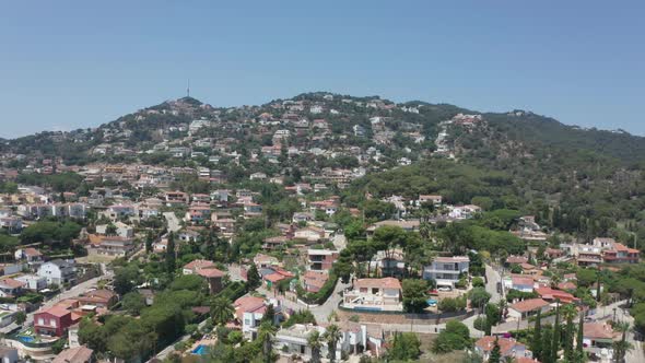 Drone Flight Over Small Resort Town Lloret De Mar alt