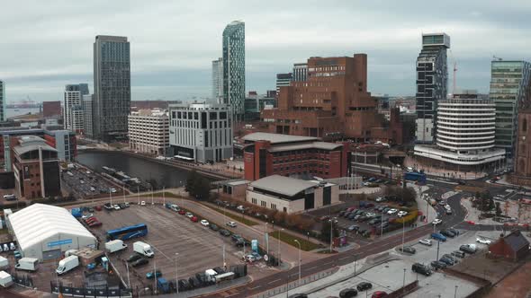Beautiful Panorama of Liverpool Waterfront in the Evening Sunset alt