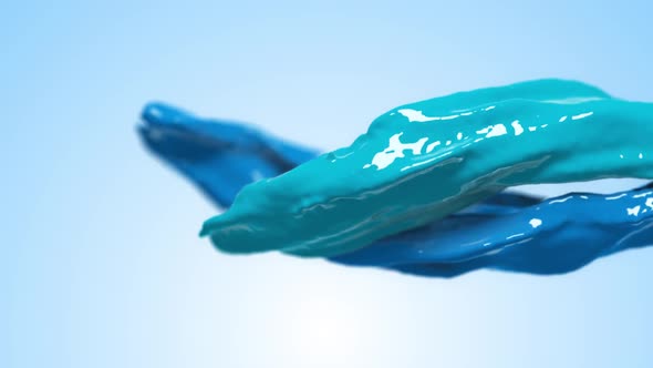 rainbow colors, fluid simulation. spilled paint. color turquoise blue alt