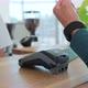 Close Up Customer for Coffee Paying with an NFC Contactless Smartwatch with a Card Machine - VideoHive Item for Sale