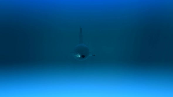 Submarine launching the underwater rocket. Naval army undersea batlleship. HD alt