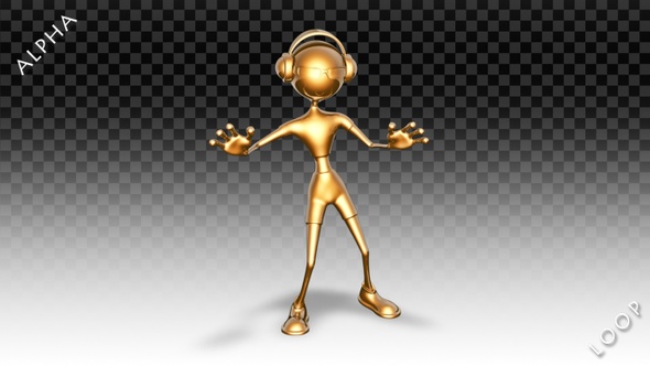3D Gold Man - Cartoon Hip-Hop Dance alt