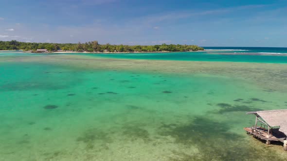 Drone aerial view of Erakor Island, Vanuatu, Port Vila