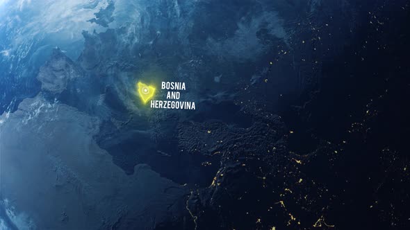 Earh Zoom In Space To Bosnia And Herzegovina Country Alpha Output
