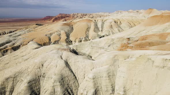 Drone Shot of Canyon Desert Mountains Aktau in Kazakhstan alt