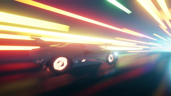 Outrun In Light Tunnel 4K