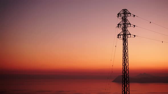 High Voltage Towers at Sunset