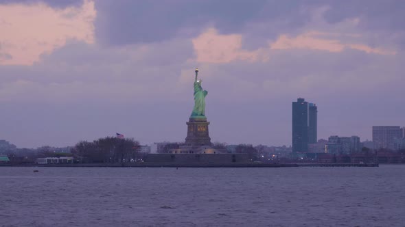Statue of Liberty in the Evening. New York City. View From the Water alt