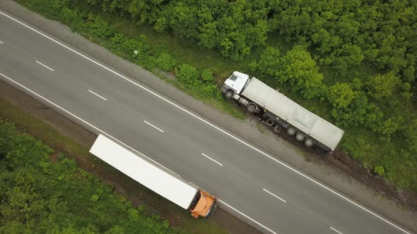 Aerial View of an Overturned Truck