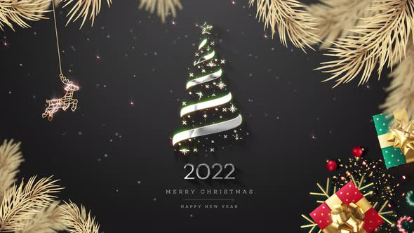 New Years Wallpaper 2022 With Christmas Tree New Year Christmas Tree With Gift Black Background Loop By Enesm | Videohive