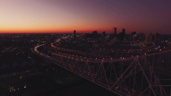 New Orleans Skyline Bridge Sunset