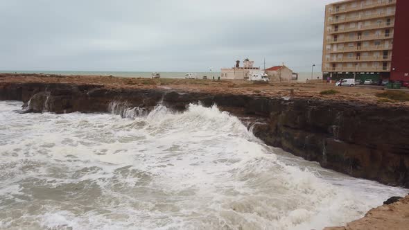 Huge Hurricane Waves Crash Into Cliffs Ahead Of Storm alt