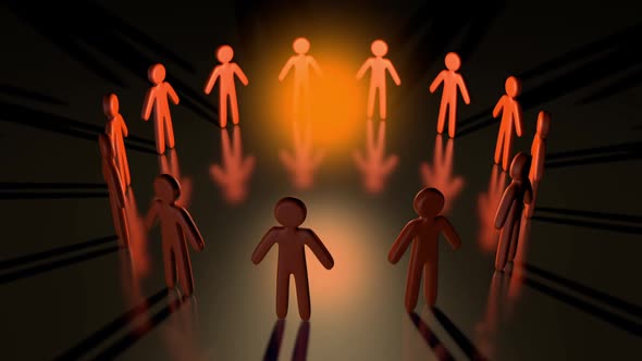 Animation of a circle of People forming a Team	