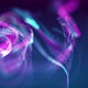 Blue and purple particle stream. Digital data flow. Creative abstract background.