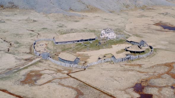 Drone Over Viking Village Film Set In Landscape Of Hofn alt