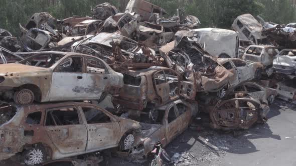 Wardestroyed Cars in Irpin Bucha District Ukraine alt