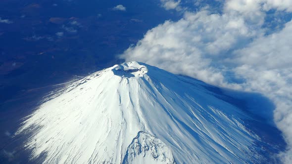 Top of Mt. Fuji. Bird eyes view of big and high mountain Fuji of Japan ...