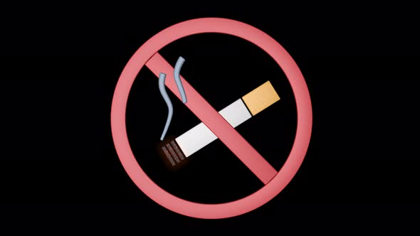 Simple animation of no smoking icon. alt