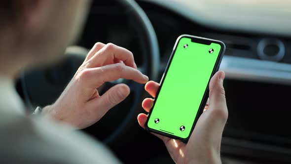 Modern Green Mock-up Screen Smartphone Person Uses It