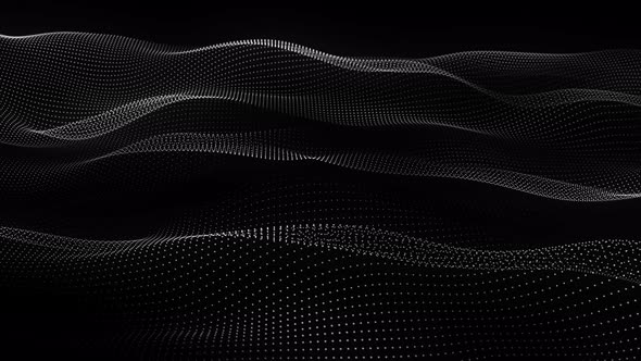 White Color Particle Grid Line Wave Motion Animated Background