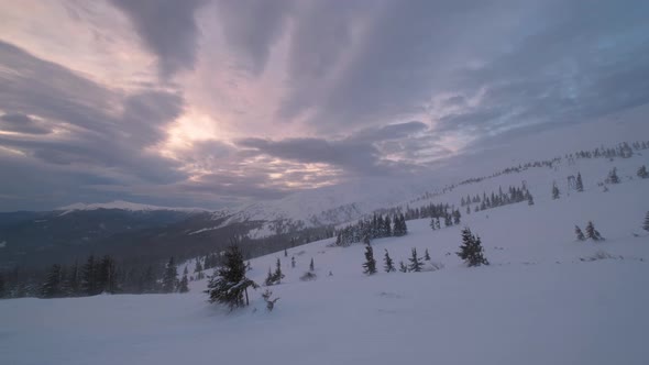 Mountain morning, ski resort Dragobrat, Carpathians, Ukraine alt