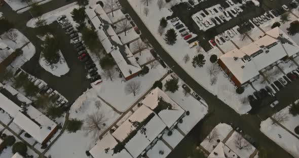 The Winter View of Small Apartment Complex Courtyards Roof Houses Covered Snow alt