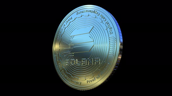 Rotating Solana Cryptocurrency Coin On Alpha alt