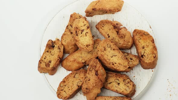 baked piece Italian almond biscotti, cantuccini cookies alt