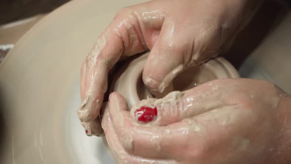 Clay Sculpting on a Potter's Wheel