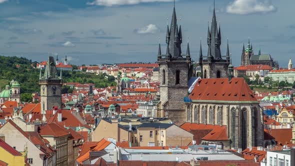 View From the Height Powder Tower in Prague Timelapse alt