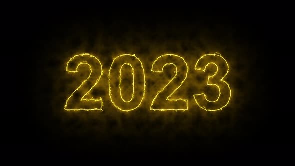 video animation, abstract neon light with the numbers 2023, represents the new year.