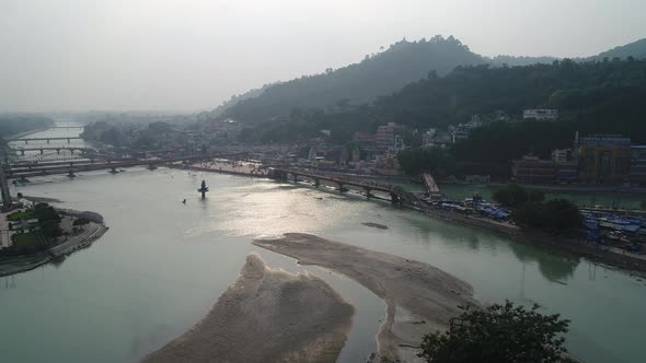 City of Haridwar state of Uttarakhand in India seen from the sky alt