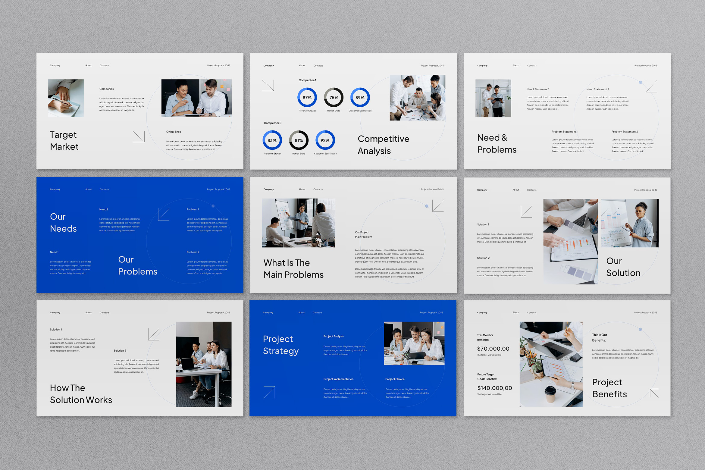 Blue Minimalist Project Proposal Presentation Google Slide 