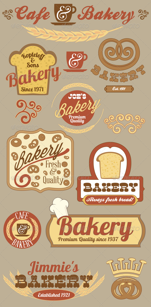 Bakery Logo Badges and Labels Set - Decorative Vectors