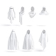 White Muslim Head Dress Set - 7 islamic traditional woman headwear