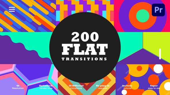 Flat Transitions Premiere Pro template preview
