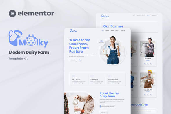 Moolky - Modern Dairy Farm Elementor Template Kit