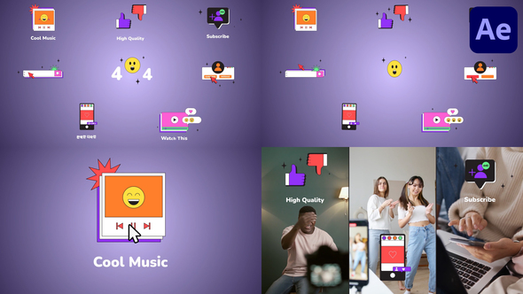 Internet Browser Interface Icons And Titles for After Effects Elements template preview