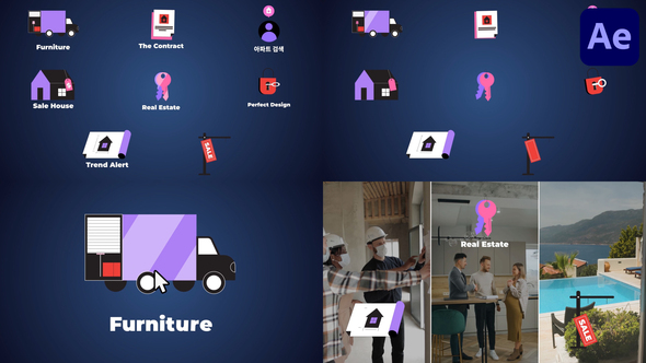 Real Estate Business Icons And Titles for After Effects Titles template preview