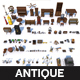80 Vintage Antique Interior Exterior Furniture Props Collection - Game Ready Low Poly
