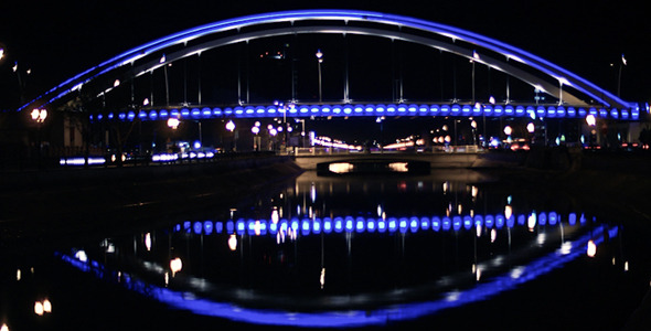 Modern Bridge Lights Reflection On Water alt